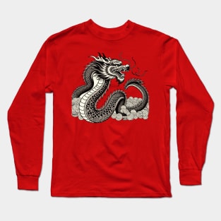 Mystical Dragon Line Art Long Sleeve T-Shirt